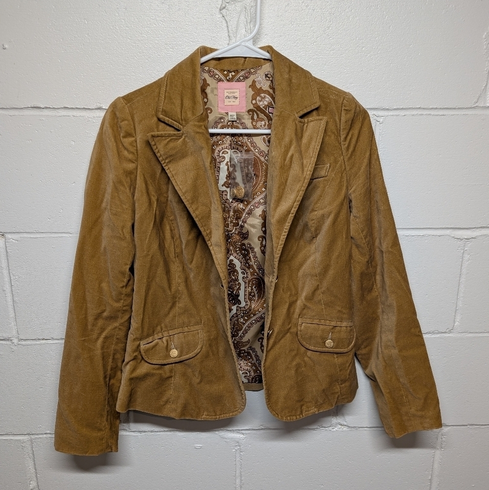 Vintage OLD NAVY Women's Tan Velvet Blazer Y2K Jacket NWOT Deadstock (XS)